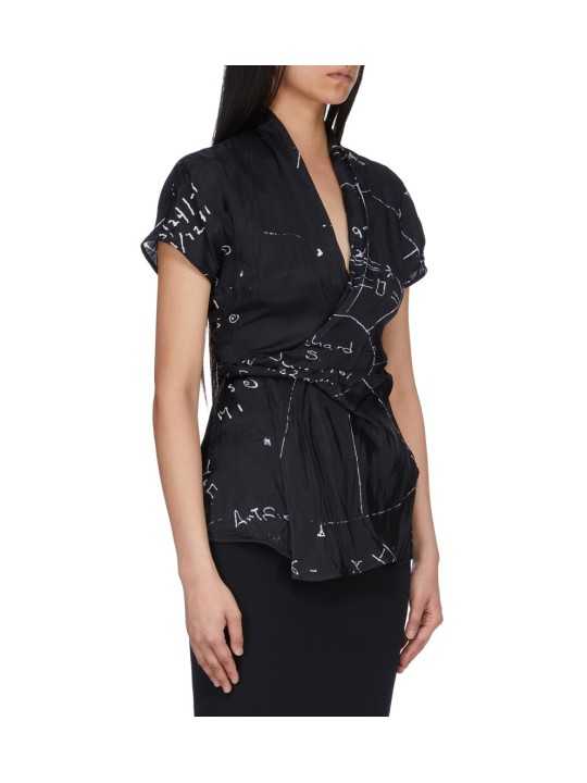 TUNIQUE WRAP NOIR ZODIAC BLANC JAPONETTE WRAP SS TOP RICK OWENS TEMPLE FEMME RP01F 6233 KP1 09111 STRASBOURG profil