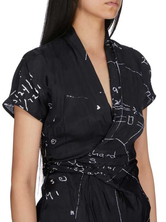 TUNIQUE WRAP NOIR ZODIAC BLANC JAPONETTE WRAP SS TOP RICK OWENS TEMPLE FEMME RP01F 6233 KP1 09111 STRASBOURG col