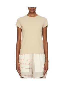 TSHIRT MC COTON SABLE SAND CROPPED LEVEL T RICK OWENS FEMME RP01F 6235 JA 138 FASHION MODE DESIGNER face STRASBOURG