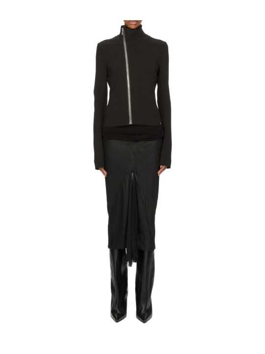 BLOUSON NOIR ZIP CADDY GARY JKT RP01F 6701 SY 09 RICK OWENS FEMME vêtement vue closed
