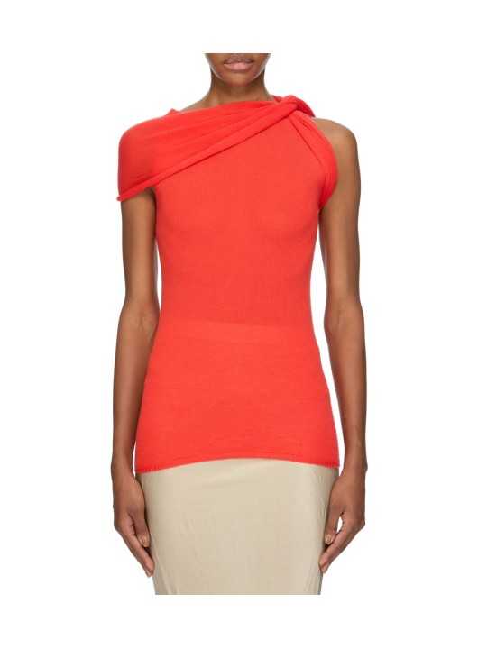 PULL DEBARDEUR CACHEMIRE CORAIL COL MODULABLE TWIST TOP RICK OWENS FEMME RP01F 6666 WS 83 DESIGNER MODE STRASBOURG face