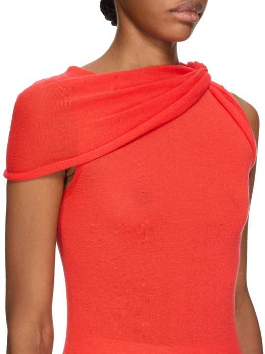 PULL DEBARDEUR CACHEMIRE CORAIL COL MODULABLE TWIST TOP RICK OWENS FEMME RP01F 6666 WS 83 DESIGNER MODE STRASBOURG col