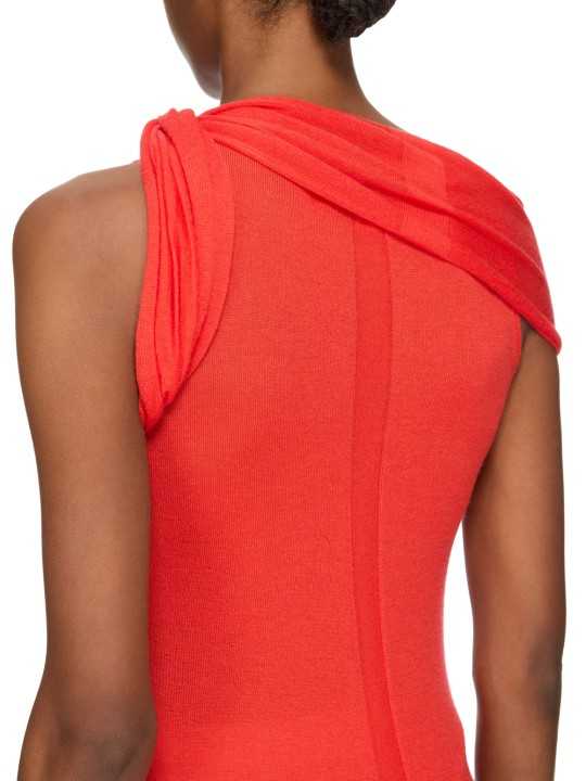 PULL DEBARDEUR CACHEMIRE CORAIL COL MODULABLE TWIST TOP RICK OWENS FEMME RP01F 6666 WS 83 DESIGNER MODE STRASBOURG épaule