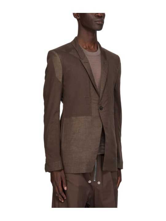VESTE COSTUME VOILE DE COTON DARK DUST FOG POCKET SOFT SOFT BLAZER RICK OWENS HOMME RU01F 2724 CV FASHION DESIGNER CREATEUR
