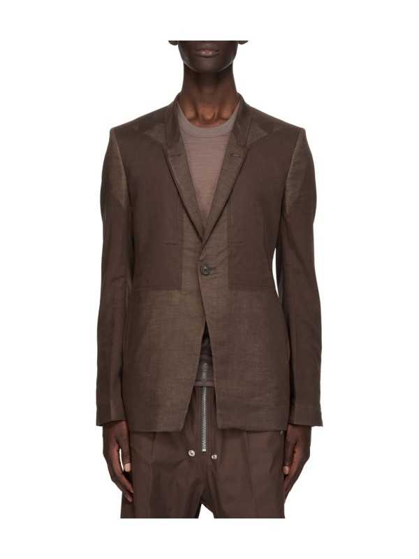 VESTE COSTUME VOILE DE COTON DARK DUST FOG POCKET SOFT SOFT BLAZER RICK OWENS HOMME RU01F 2724 CV FASHION DESIGNER CREATEUR face