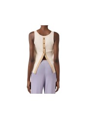 DEBARDEUR MAILLE BOUTONS DOS FENTE BURRO CAMMELLO NUDE TK 72S 101U69 ELISABETTA Franchi femme dos 2