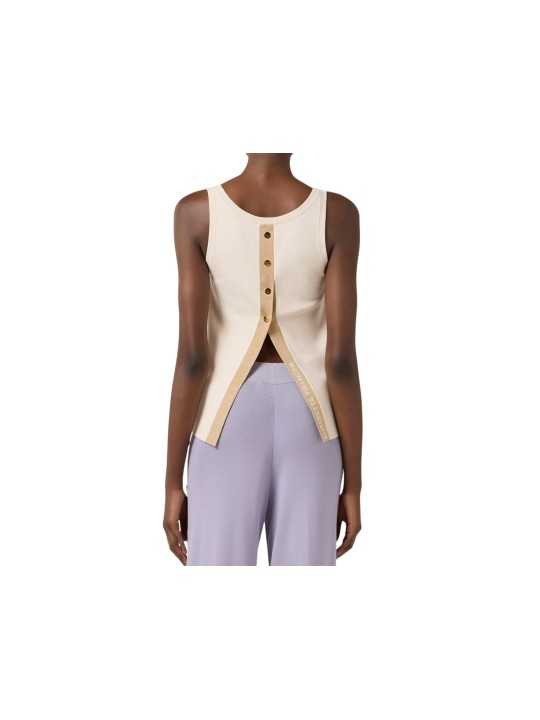 DEBARDEUR MAILLE BOUTONS DOS FENTE BURRO CAMMELLO NUDE TK 72S 101U69 ELISABETTA Franchi femme dos 2