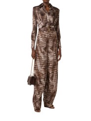 PANTALON VISCOSE PRINT CROCO CACAO PA 162 6354 644 ELISABETTA FRANCHI FEMME Fashion Mode Strasbourg look