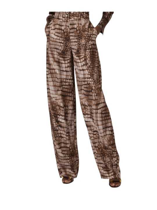 PANTALON VISCOSE PRINT CROCO CACAO PA 162 6354 644 ELISABETTA FRANCHI FEMME Fashion Mode Strasbourg face