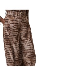 PANTALON VISCOSE PRINT CROCO CACAO PA 162 6354 644 ELISABETTA FRANCHI FEMME Fashion Mode Strasbourg profil
