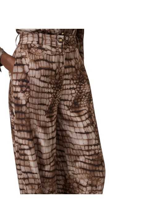 PANTALON VISCOSE PRINT CROCO CACAO PA 162 6354 644 ELISABETTA FRANCHI FEMME Fashion Mode Strasbourg profil