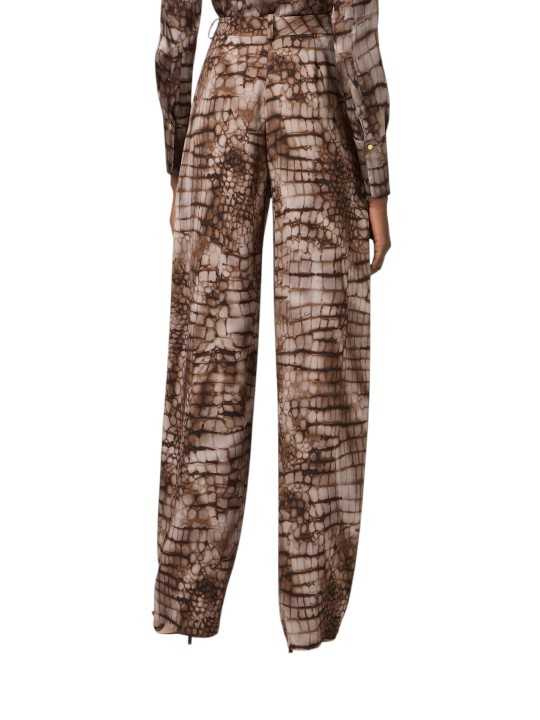 PANTALON VISCOSE PRINT CROCO CACAO PA 162 6354 644 ELISABETTA FRANCHI FEMME Fashion Mode Strasbourg arrière