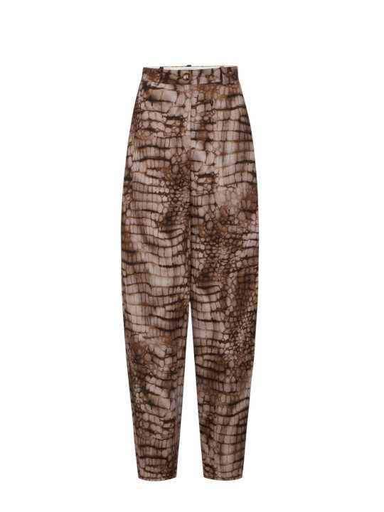 PANTALON VISCOSE PRINT CROCO CACAO PA 162 6354 644 ELISABETTA FRANCHI FEMME Fashion Mode Strasbourg solo