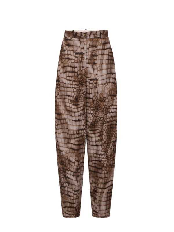 PANTALON VISCOSE PRINT CROCO CACAO PA 162 6354 644 ELISABETTA FRANCHI FEMME Fashion Mode Strasbourg solo