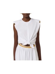 TSHIRT DEBARDEUR NOUE DEVANT BLANC GESSO MA 011 5403 270 Elisabetta Franchi femme fashion concept face
