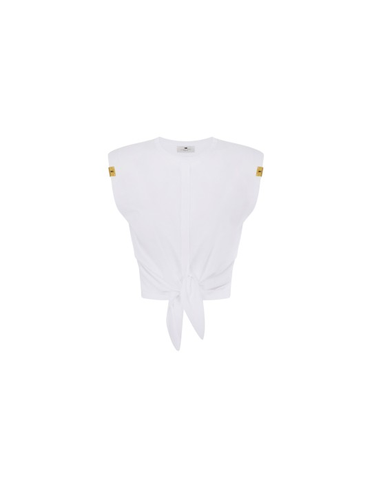 TSHIRT DEBARDEUR NOUE DEVANT BLANC GESSO MA 011 5403 270 Elisabetta Franchi femme fashion concept solo