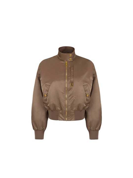 BOMBER COURT SATIN TAUPE ARGILLA GB 05D 8339 229 ELISABETTA FRANCHI Femme fashion concept store mode solo