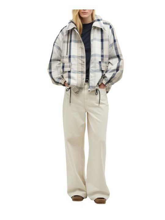 PARKA TARTAN BLANC BLEU CAPUCHE AMOVIBLE BALLINA LSP0324 NY51 BARBOUR FEMME boutique vue