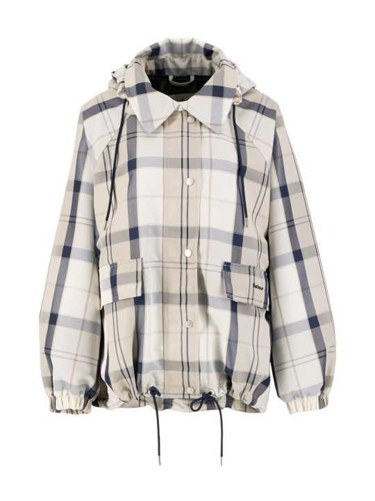 PARKA TARTAN BLANC BLEU CAPUCHE AMOVIBLE BALLINA LSP0324 NY51 BARBOUR FEMME boutique one