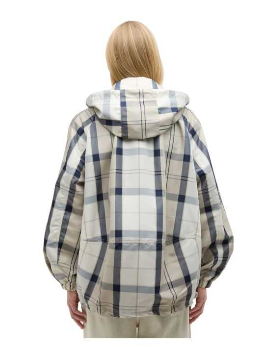 PARKA TARTAN BLANC BLEU CAPUCHE AMOVIBLE BALLINA LSP0324 NY51 BARBOUR FEMME boutique dos