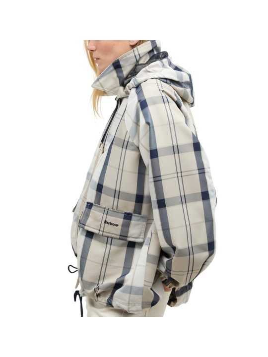 PARKA TARTAN BLANC BLEU CAPUCHE AMOVIBLE BALLINA LSP0324 NY51 BARBOUR FEMME boutique poche