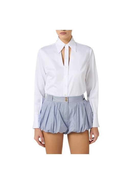 CHEMISE COTON AJOUR BOUTONNIERE BLANC CA 128 6192 100 ELISABETTA FRANCHI Femme fashion concept store mode face