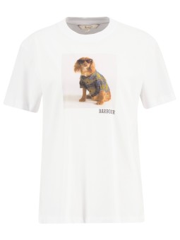TSHIRT BLANC PHOTO CHIEN LTS0716 WH11 BARBOUR FEMME Strasbourg boutique face