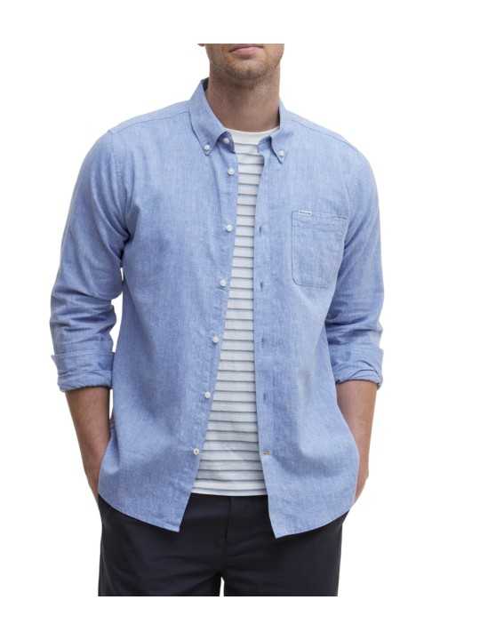 Chemise chambray bleu Barbour Homme MSH5090 BL33 Strasbourg Boutique face ouverte