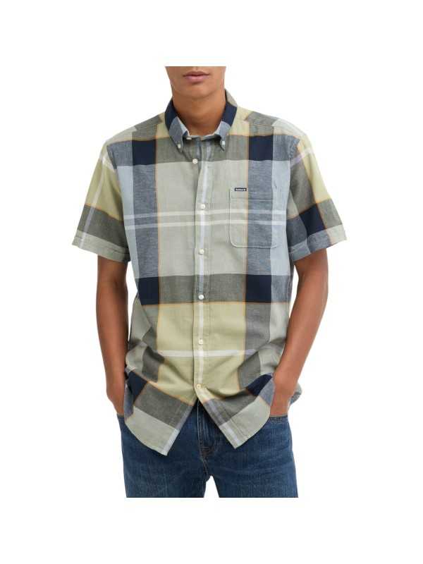 CHEMISETTE TARTAN BLEU JAUNE LIN COTON MSH5469 TN37 BARBOUR HOMME vêtement boutique Strasbourg one
