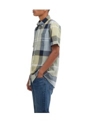 CHEMISETTE TARTAN BLEU JAUNE LIN COTON MSH5469 TN37 BARBOUR HOMME vêtement boutique Strasbourg profil