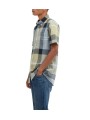 CHEMISETTE TARTAN BLEU JAUNE LIN COTON MSH5469 TN37 BARBOUR HOMME vêtement boutique Strasbourg profil