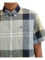 CHEMISETTE TARTAN BLEU JAUNE LIN COTON MSH5469 TN37 BARBOUR HOMME vêtement boutique Strasbourg col