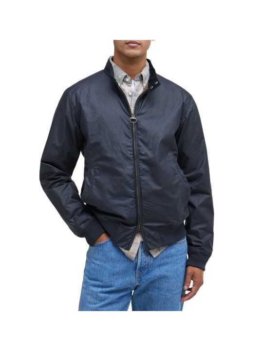 BLOUSON COURT ROYSTON WAX NAVY COL VELOURS COGNAC MWX1350 NY51 BARBOUR HOMME one