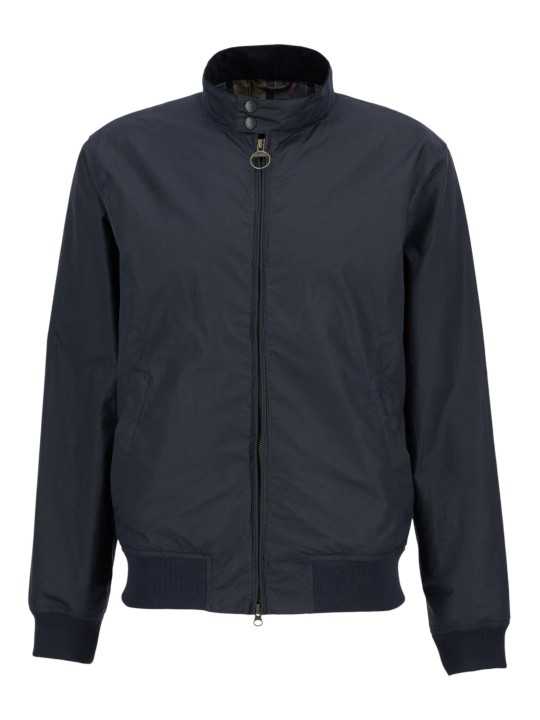 BLOUSON COURT ROYSTON WAX NAVY COL VELOURS COGNAC MWX1350 NY51 BARBOUR HOMME vue