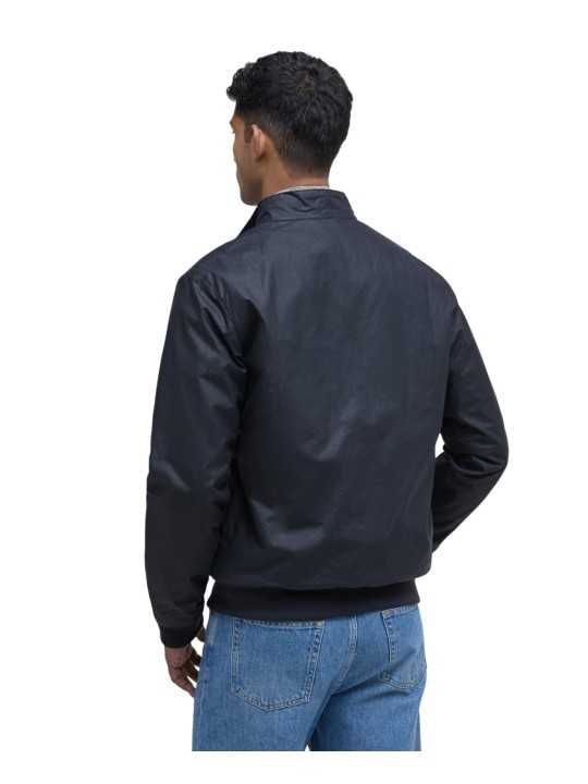 BLOUSON COURT ROYSTON WAX NAVY COL VELOURS COGNAC MWX1350 NY51 BARBOUR HOMME dos