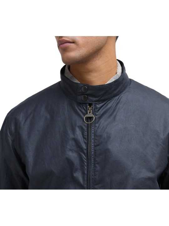 BLOUSON COURT ROYSTON WAX NAVY COL VELOURS COGNAC MWX1350 NY51 BARBOUR HOMME col
