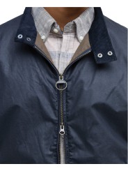 BLOUSON COURT ROYSTON WAX NAVY COL VELOURS COGNAC MWX1350 NY51 BARBOUR HOMME détail