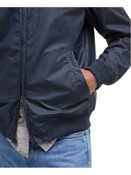 BLOUSON COURT ROYSTON WAX NAVY COL VELOURS COGNAC MWX1350 NY51 BARBOUR HOMME poche