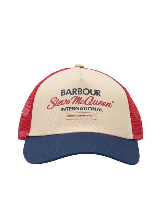 CASQUETTE TRUCKER BLANC BLEU ROUGE FILET MHA0478 NY15 BARBOUR HOMME boutique face