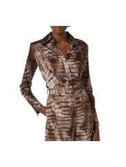 CHEMISE VISCOSE PRINT CROCO CACAO CA 131 6354 644 ELISABETTA FRANCHI FEMME Fashion Mode Strasbourg Boutique face