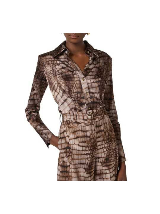 CHEMISE VISCOSE PRINT CROCO CACAO CA 131 6354 644 ELISABETTA FRANCHI FEMME Fashion Mode Strasbourg Boutique face