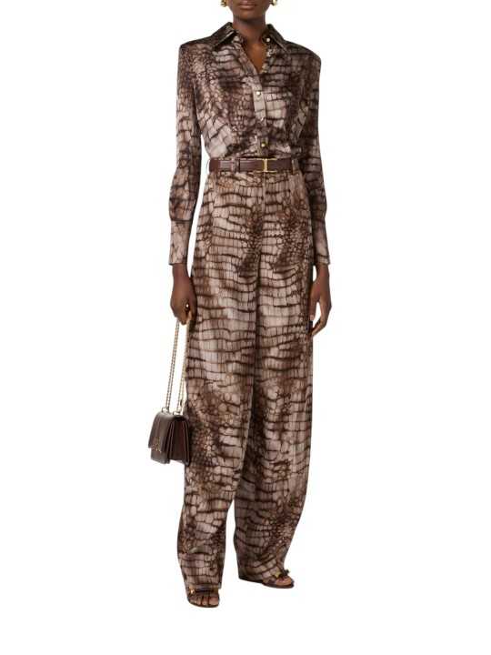 CHEMISE VISCOSE PRINT CROCO CACAO CA 131 6354 644 ELISABETTA FRANCHI FEMME Fashion Mode Strasbourg Boutique look