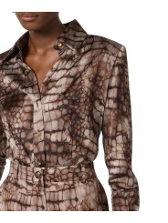 CHEMISE VISCOSE PRINT CROCO CACAO CA 131 6354 644 ELISABETTA FRANCHI FEMME Fashion Mode Strasbourg Boutique détail