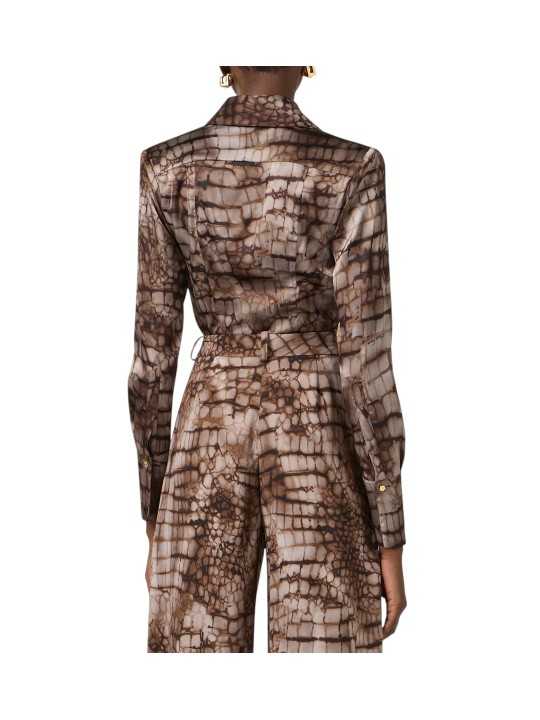 CHEMISE VISCOSE PRINT CROCO CACAO CA 131 6354 644 ELISABETTA FRANCHI FEMME Fashion Mode Strasbourg Boutique dos