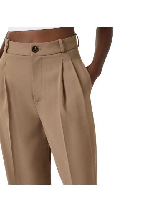 PANTALON PINCES TAUPE ARGILLA VISCOSE PA 176 6338 229 ELISABETA FRANCHI FEMME FASHION DESIGNER STRASBOURG détail