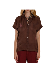 Chemisette Livia choco fleurs brodées rose lin 4CA4480R_RB300 107 Mason's Femme fashion Strasbourg face