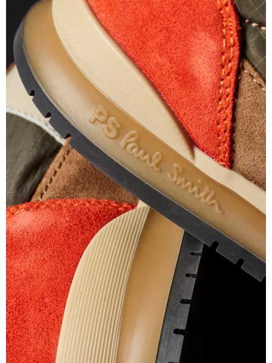 BASKETS DOVER NYLON VERT SUEDE CAFE ORANGE M2S DVR97 UNYL 63 PAUL SMITH HOMME Strasbourg détail1