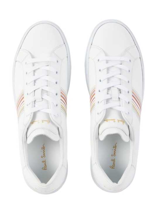 SNEAKERS CUIR BLANC FINES RAYURES BAYA HANSEN M1S HAN77 MMOLV 01 PAUL SMITH HOMME boutique dessus