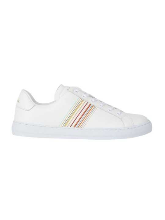 SNEAKERS CUIR BLANC FINES RAYURES BAYA HANSEN M1S HAN77 MMOLV 01 PAUL SMITH HOMME boutique profil
