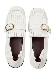 Mocassins Chanay cuir blanc franges souple W1A SCAA01 ULEA 02 Paul Smith femme chaussures Strasbourg boutique dessus